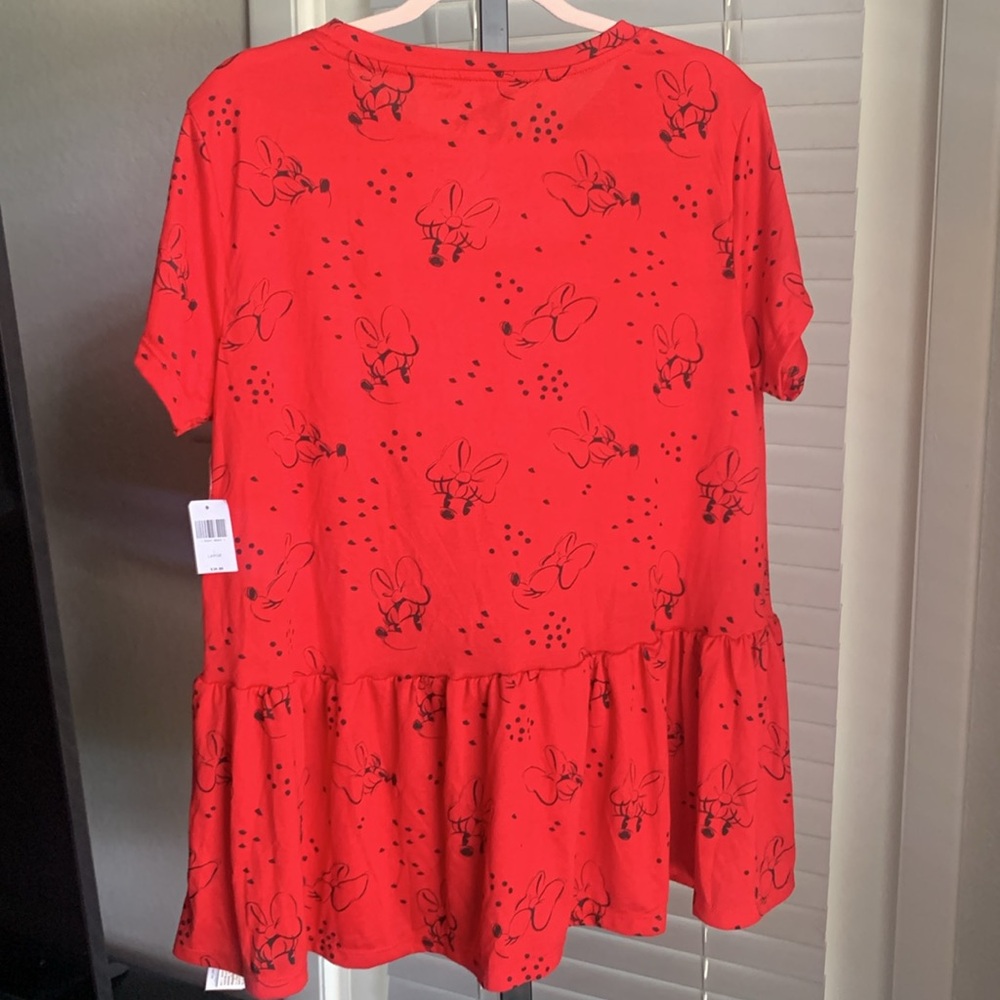 New Disney minnie mouse short sleeve peplum shirt large